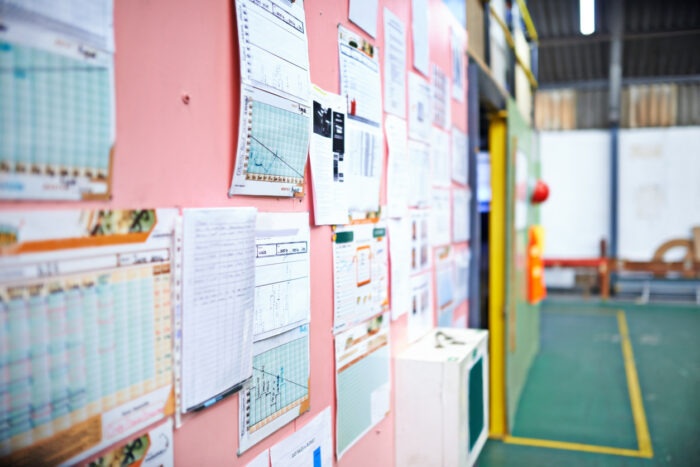 Shot of a schedule board inside a factory