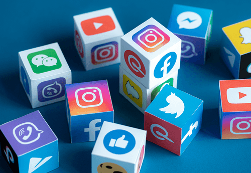 social media logos posted on blocks