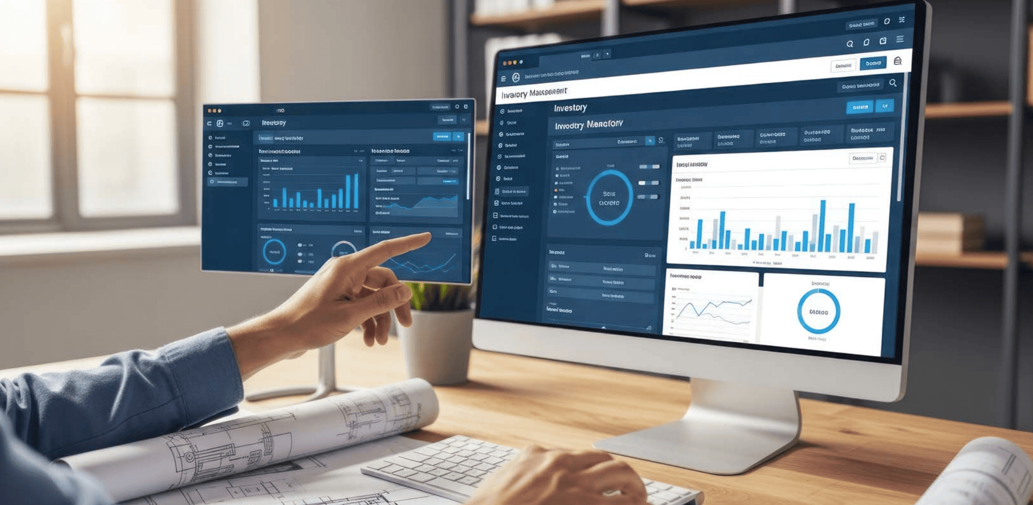 software production dashboard in an office
